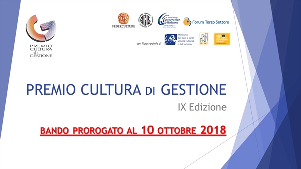 Al via il bando della IX edizione del  Premio Cultura di Gestione